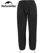 Naturehike rainproof hiking pants, black ultralight waterproof with drawcord hems