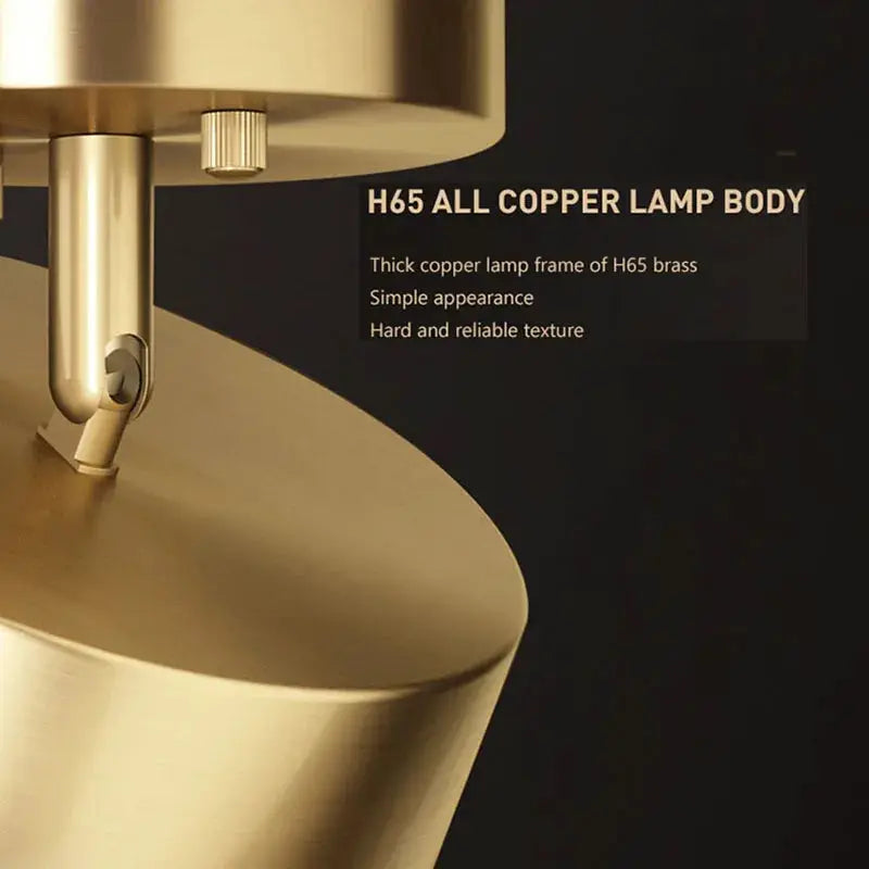 Modern LED ceiling light fixture with round copper lamp body