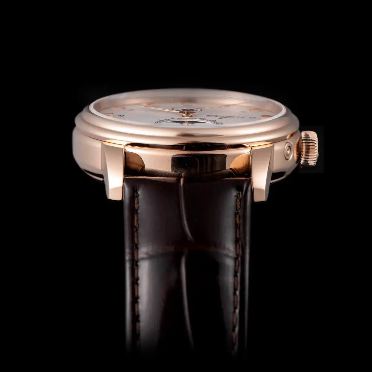 Sugess Moonphase Men’s Watch with rose-gold case and brown leather strap