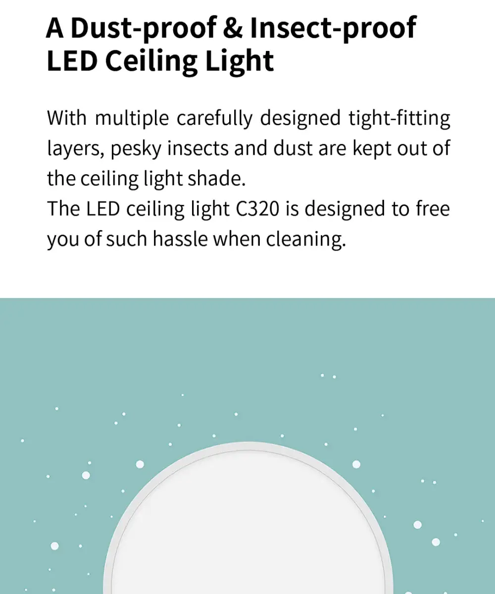 Yeelight Smart LED Ceiling Light PRO, white circular ceiling light with dust- and insect-proof design