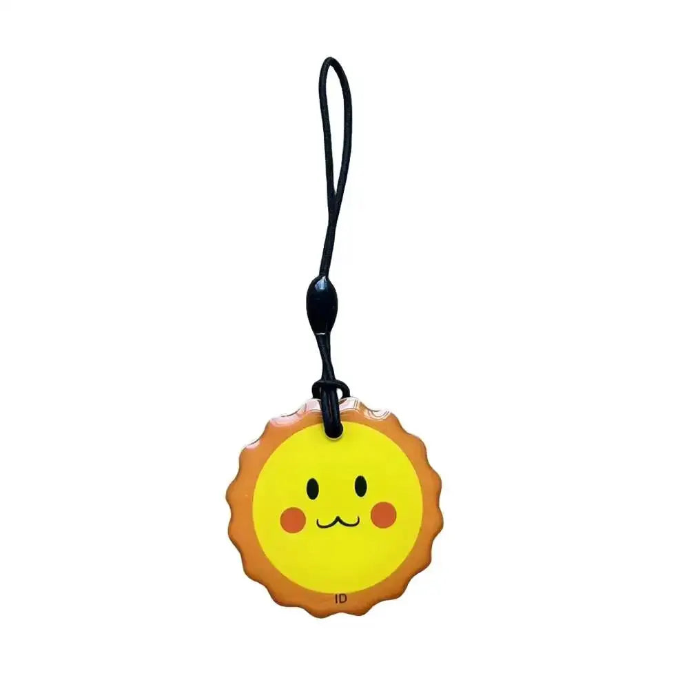 RFID key tag with sun-face design, yellow center and orange edge, 125KHz EM4305/T5577 writable blank chip, lanyard