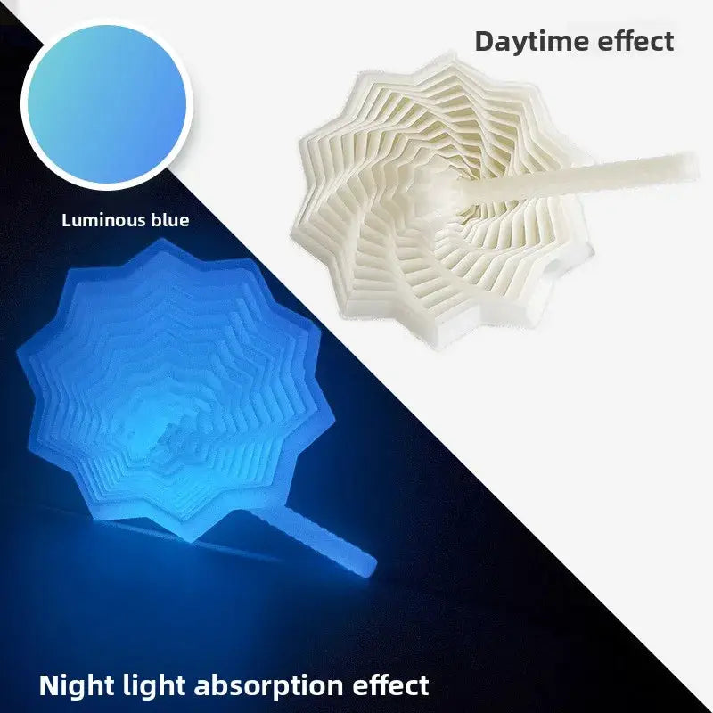 3D printed sensory fidget star model with hexagon spiral; two color variants: luminous blue and white