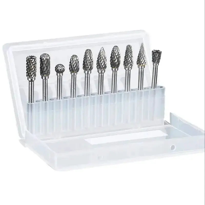 10 Pieces Double Diamond Cut Rotary Carving Burr Bits For Wood Metal Engraving And Shaping For Electric Rotary Tool