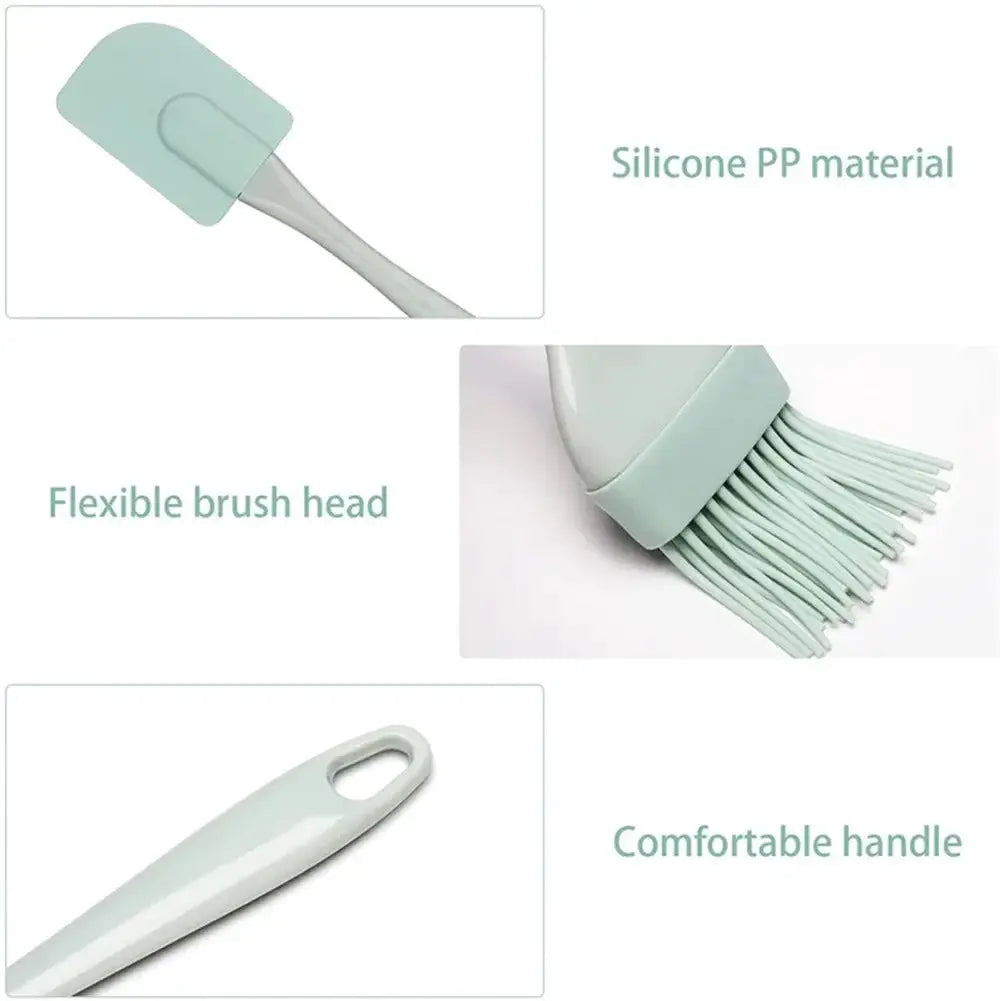 ChefCraft 3 Piece Silicone Spatula Set Cream Scraper Spatula Mixer And Oil Brush For Nonstick Baking