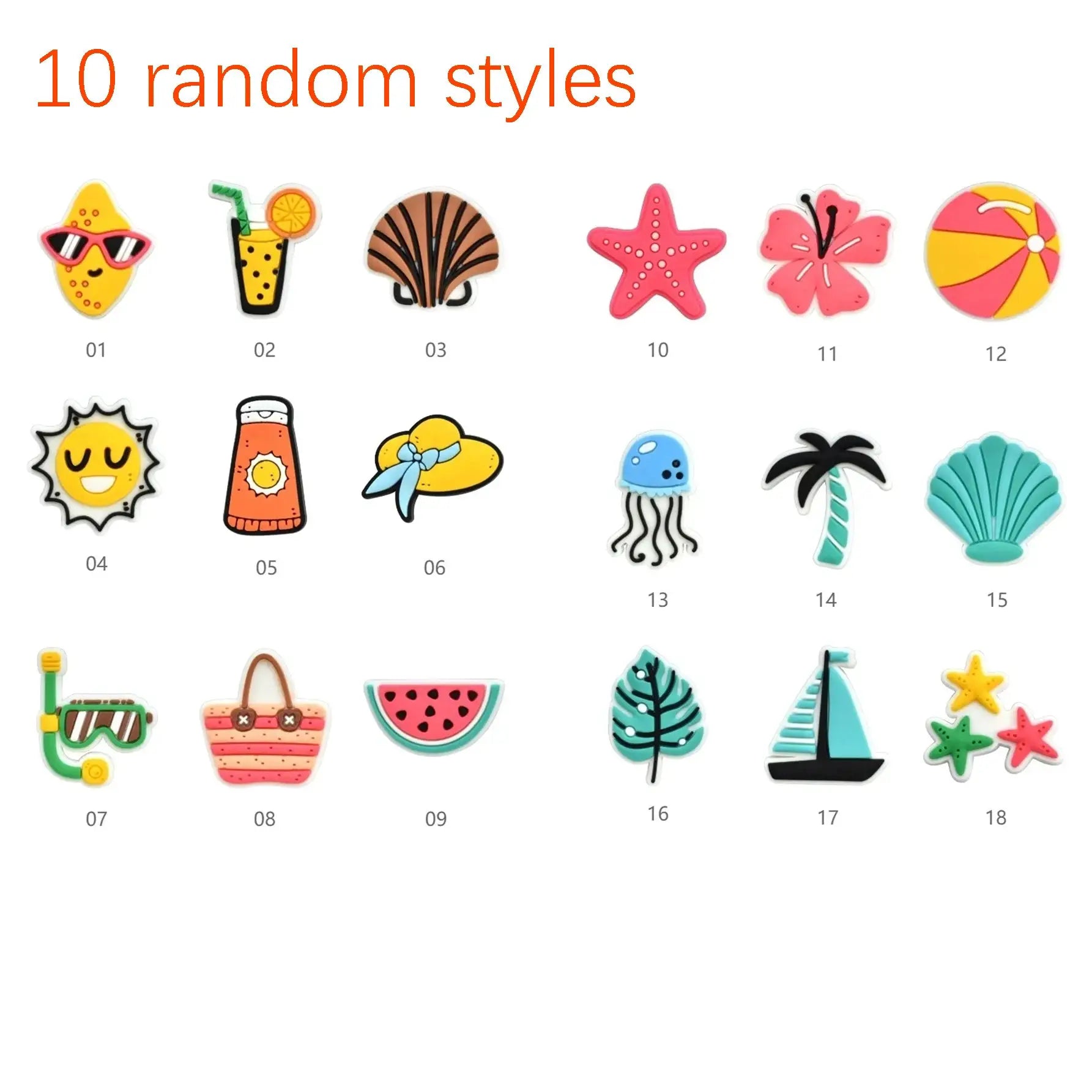 18 Pieces Rubber Bag Accessories Random Pairing Decorative Buckles for Women Beach Tote Handbag Summer Decoration