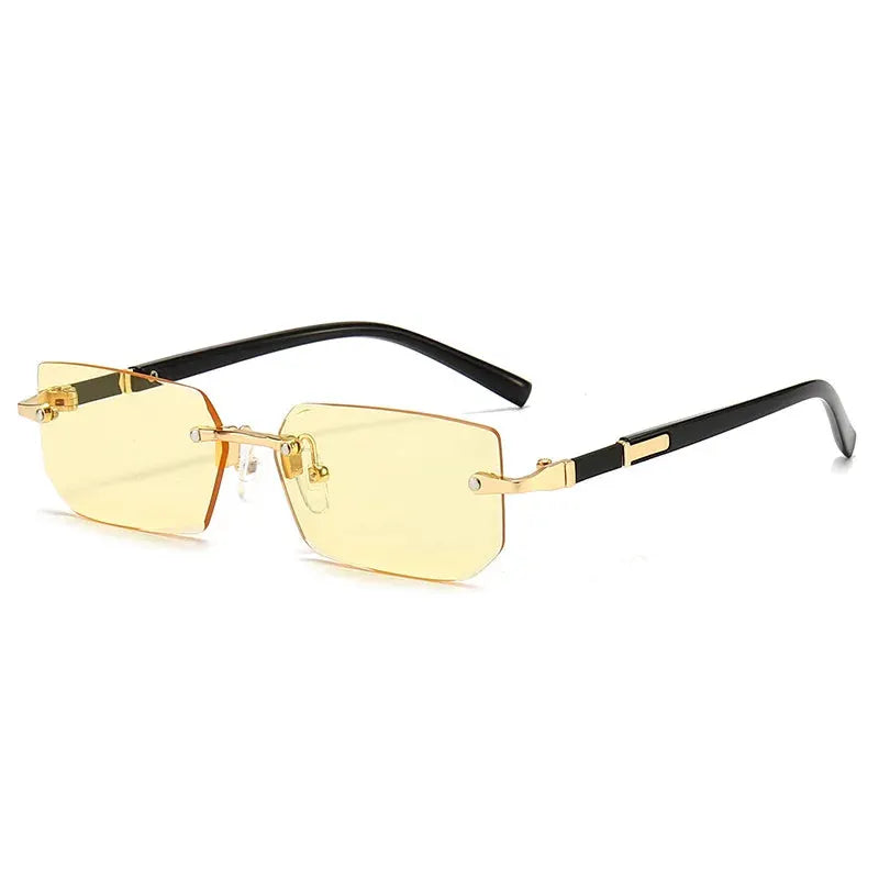 NovaVista Rimless Rectangle Sunglasses Unisex Lightweight Small Square Shades With Mirror Lenses For Summer Travel