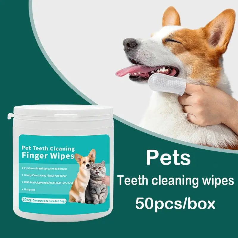 Disposable Finger Toothbrush For Pets With Wet Wipes For Dogs And Cats Oral Cleaning