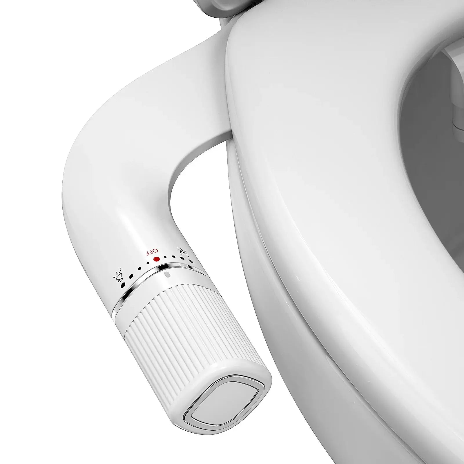 SAMODRA bidet attachment; white non-electric dual-nozzle with adjustable water pressure and brass inlet