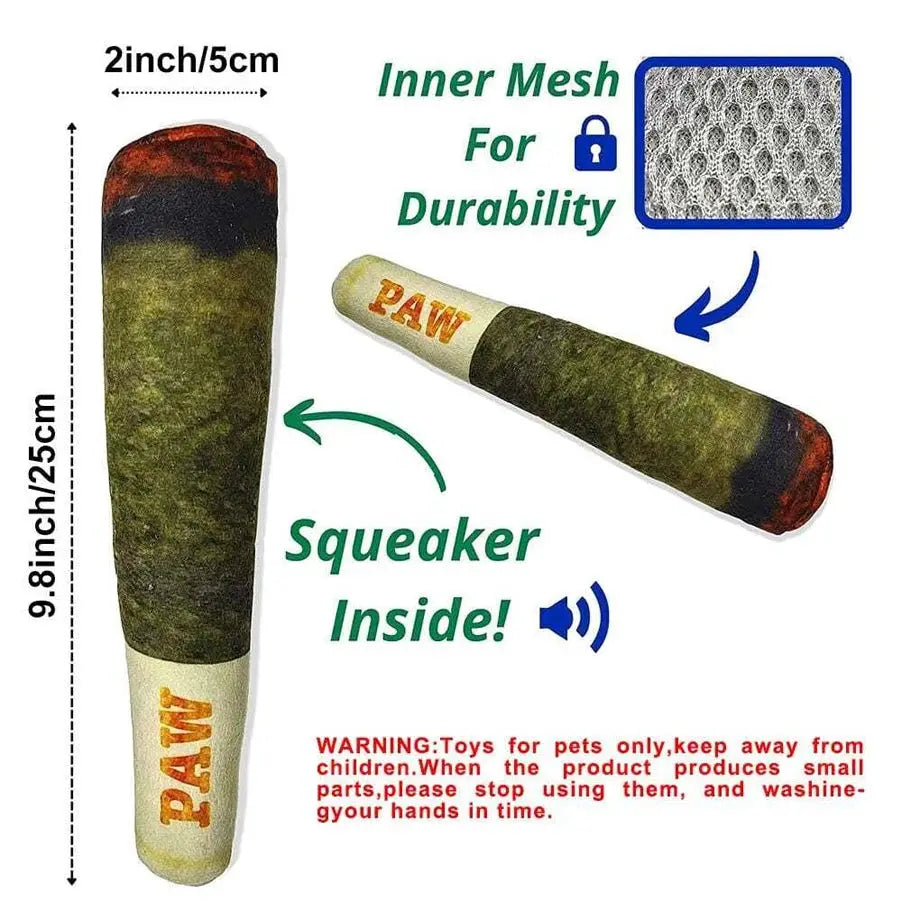 Funny Interactive Cigar Design Plush Squeaky Dog Toy For Small And Medium Dogs Dental Chew Toy