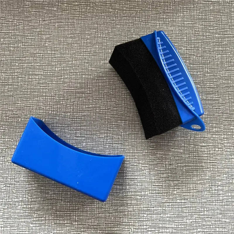Car wheel polishing sponge brush set - blue ABS plastic with black foam pad, 2 pieces
