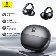 Baseus Bowie MC2 AIR clip-on TWS earbuds pair with charging case, black