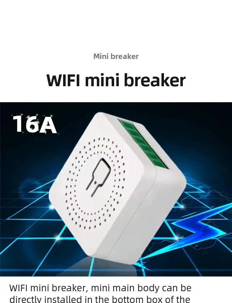 Simples Market WiFi mini breaker, 16A/20A smart timer relay, white cube with green strip for Alexa Google Home
