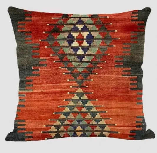 Simples Market bohemian linen cushion cover with abstract ethnic geometric multicolor print for living room