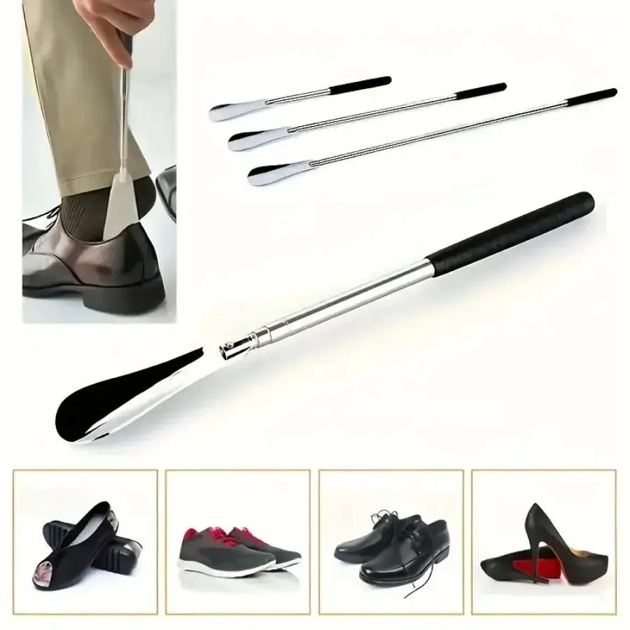 Simples Market 4-piece retractable stainless steel shoe pullers with black handles