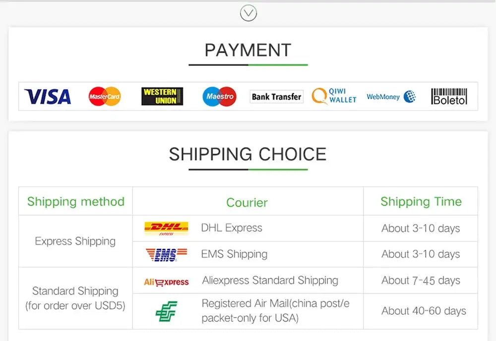 Simples Market payment and shipping options banner showing Visa/Mastercard logos and DHL/EMS/AliExpress carriers