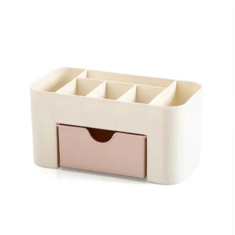 AstraGlow Acrylic Makeup Organizer Storage Box With Drawer For Lipsticks Brushes And Cotton Swabs