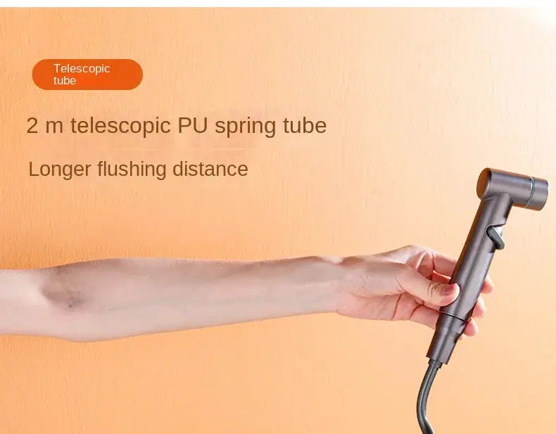 Hygienic shower bidet sprayer by Simples Market, gray handheld head with 2m telescopic PU spring tube