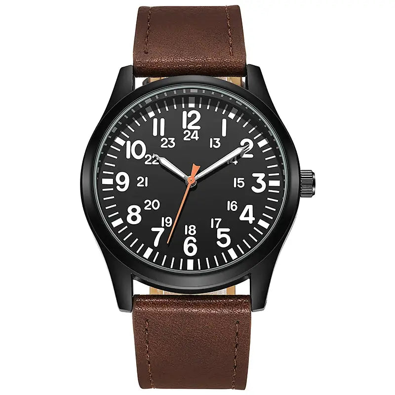 Aviator Works Pilot Collection Watch With Easy Reading 24H Display And Japanese Quartz Movement Luminous Dial 41mm Case