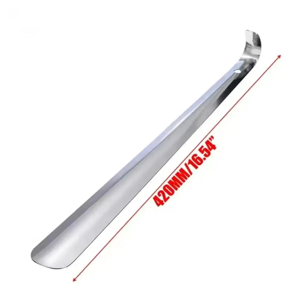 42cm stainless steel shoehorn by Simples Market with curved tip and easy-grip handle