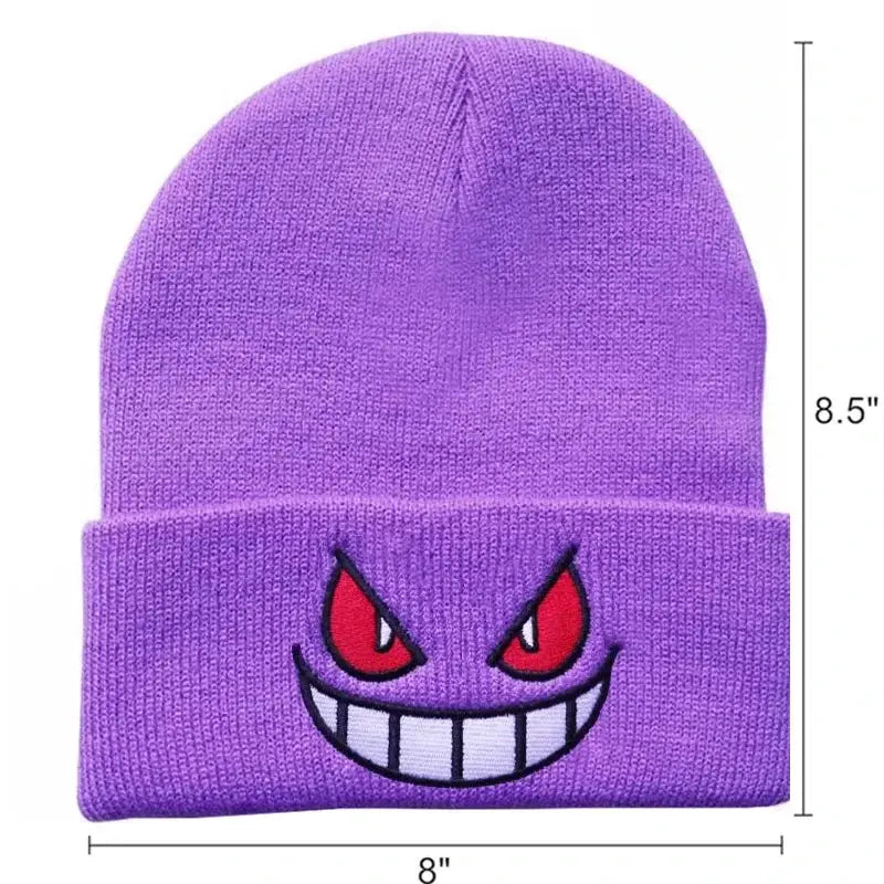 Anime Cap Unisex Embroidered Knitted Hat For Adults And Kids Cartoon Pattern Cosplay Prop Halloween Christmas Gift