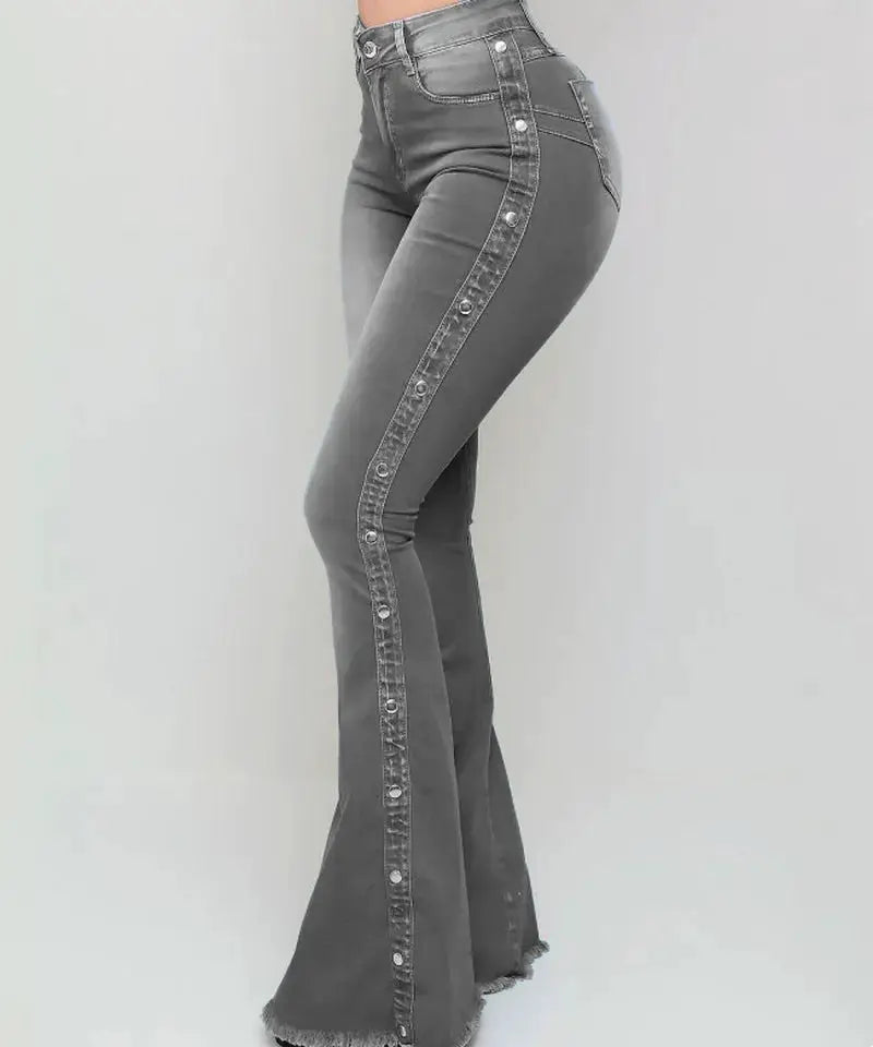 High Waist Stretch Denim Flare Jeans For Women Trousers Autumn 2024