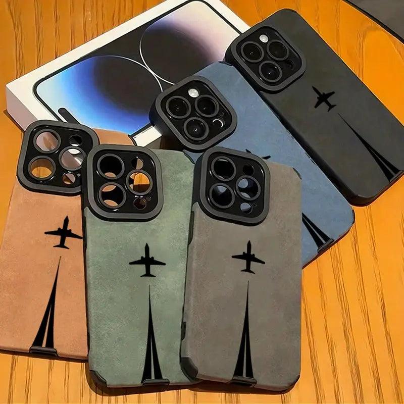 iPhone case set of five by Simples Market; matte leather cases with lens protection for iPhone 11–17 Pro/Max