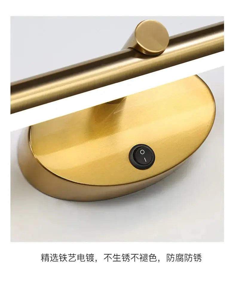Modern LED indoor wall lamp by Simples Market in gold brass finish with touch switch