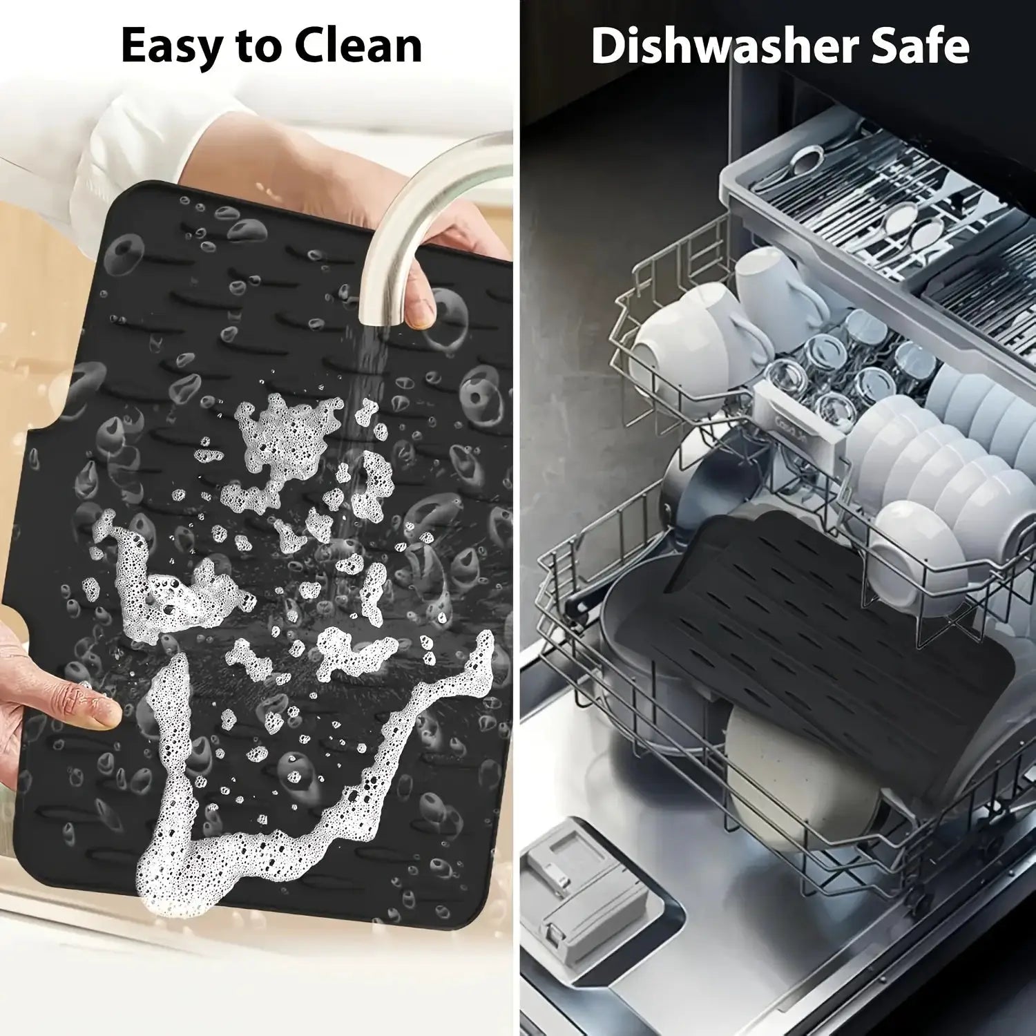 Kitchen Silicone Drain Mat With Built In Drainage Design Easy To Clean Suitable For Countertops Sinks And Refrigerators