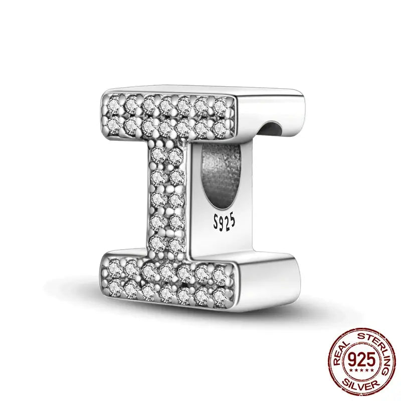 26 Alphabet Beads A To Z 925 Sterling Silver Love Charm Fit Original Bangle Charms Bracelet CZ Zircon Jewelry