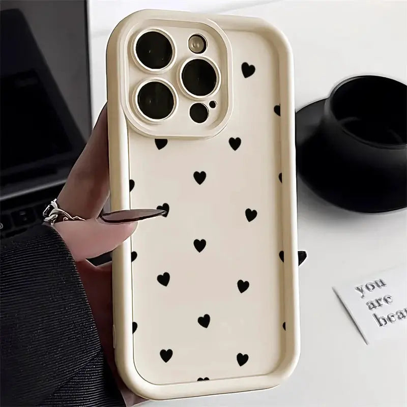 Love Heart Phone Case For iPhone 16 Pro And Older Models Shockproof Soft Silicone Cover