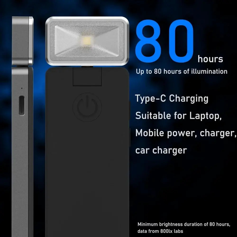 LED rechargeable clip-on book light in black with USB-C charging, bookmark lamp by Simples Market