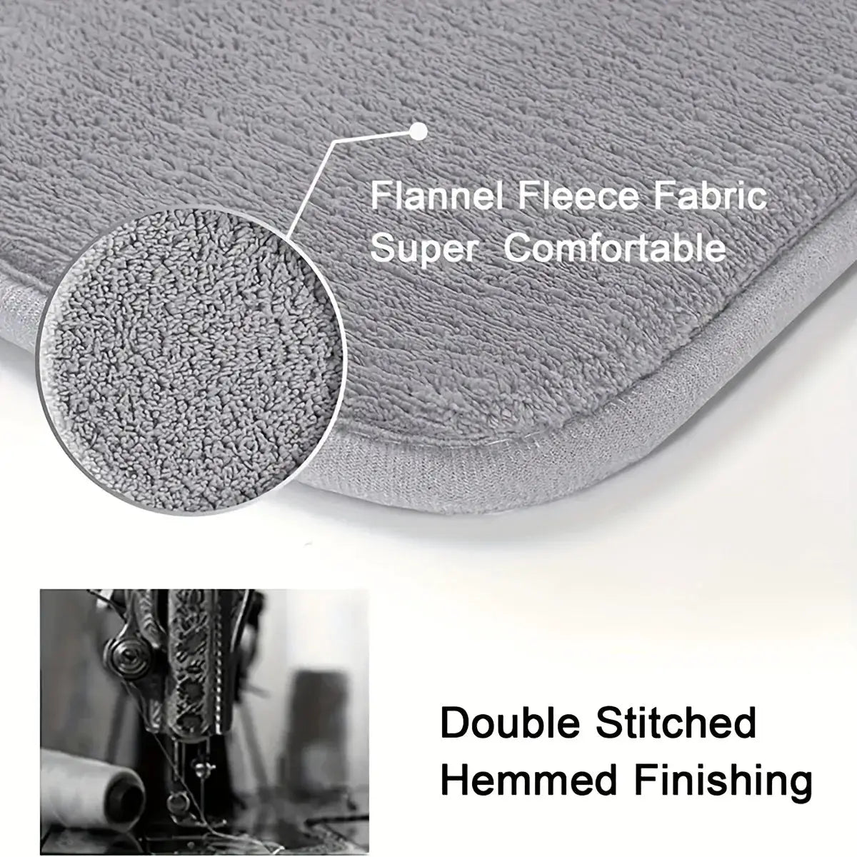 Simples Market thickened flannel fleece bathroom floor mat, grey, non-slip, dirt-resistant