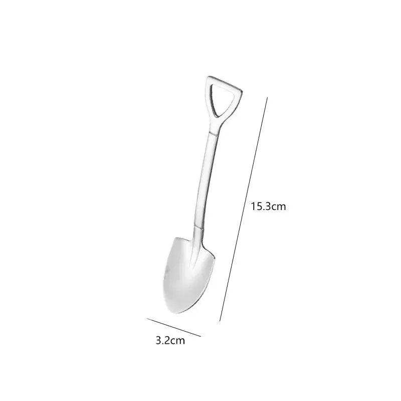 Shovel Shaped Stainless Steel Dessert Spoons Set 1 2 4 Pieces Ice Cream Coffee Tea