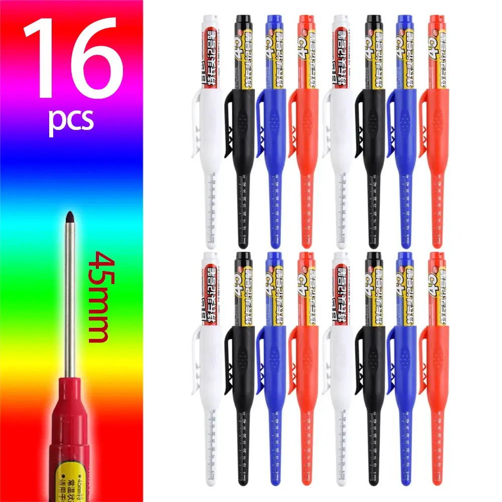 Simples Market 16-pack carpenter marking pen set with 45mm nibs, assorted white/black/blue/red