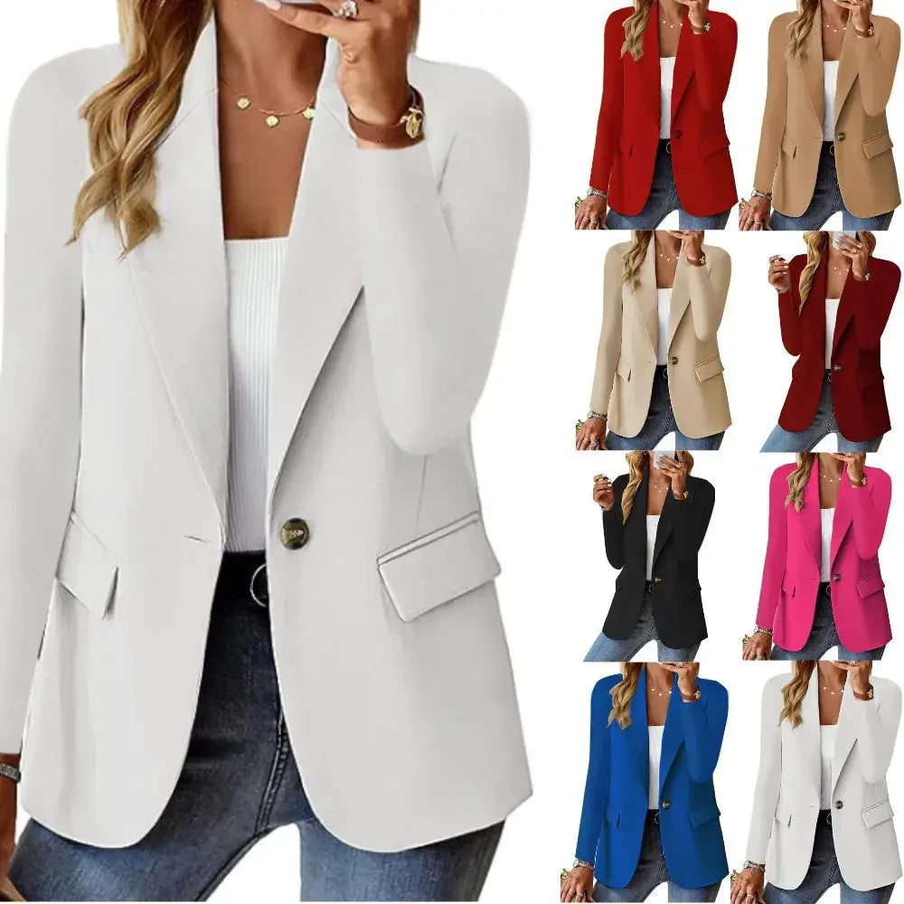 LuxeWear Womens Oversized Blazer Jacket With Stretch Slim Fit And Single Button Closure For Work And Casual