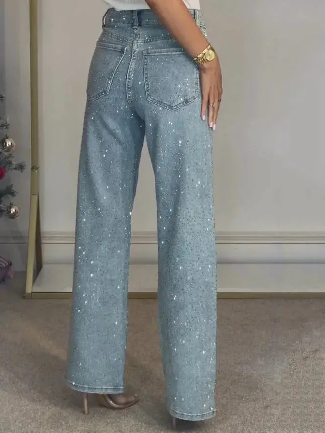 Straight Jeans For Women High Waist Stretch Vintage Denim Pants