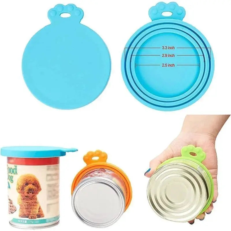 Reusable 3 In 1 Pet Food Can Silicone Cover Lid Airtight Seal for 8.5cm 7.5cm 6.5cm Cans Ideal for Dogs and Cats