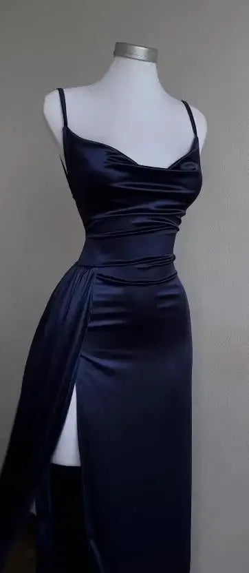 SpiceWave Y2K Spaghetti Strap Ankle Dress Slim Fit Stretch Knit With Asymmetrical Design For Elevation
