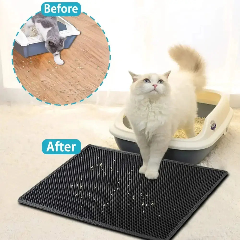 Double Layer Cat Litter Mat Waterproof Non Slip Pet Litter Box Mat Washable Bed Pad With Gift