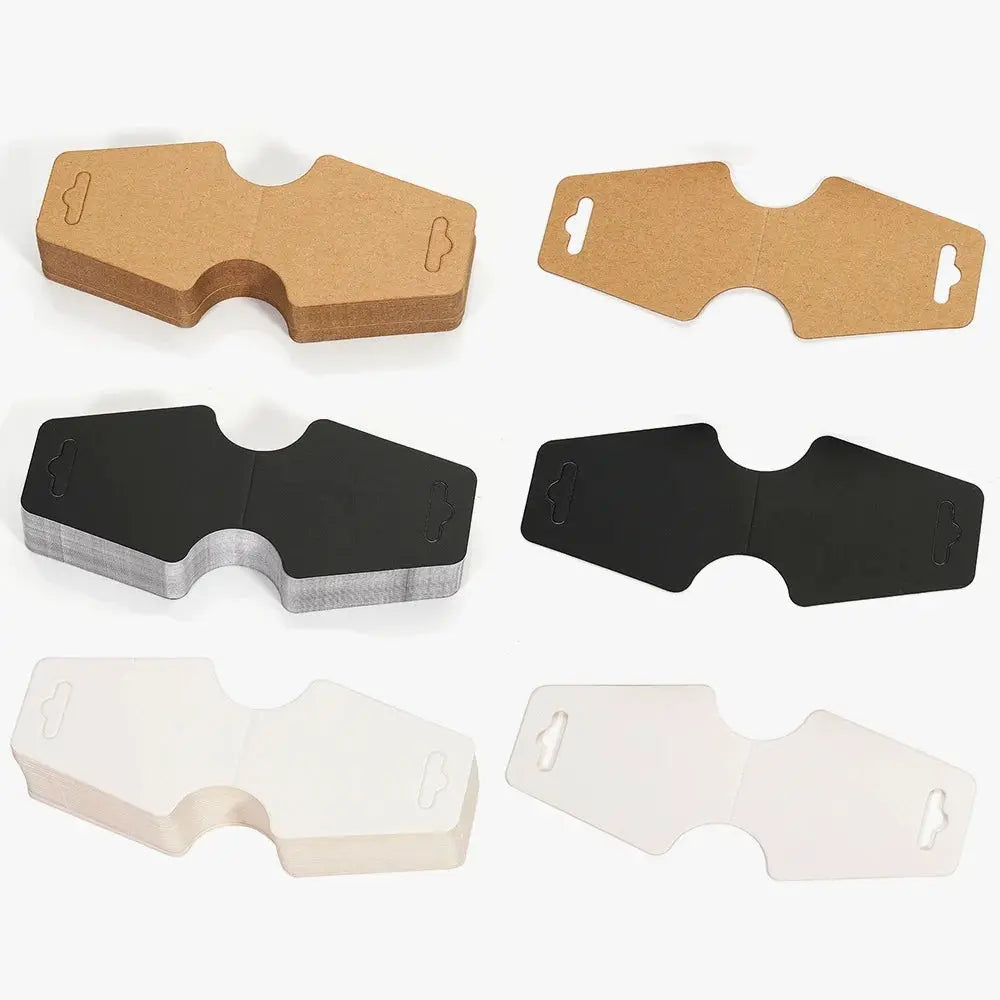 Blank Kraft Paper Display Cards For Necklace And Bracelet Packaging Foldable Tags 50 And 100 Pack Black White Khaki