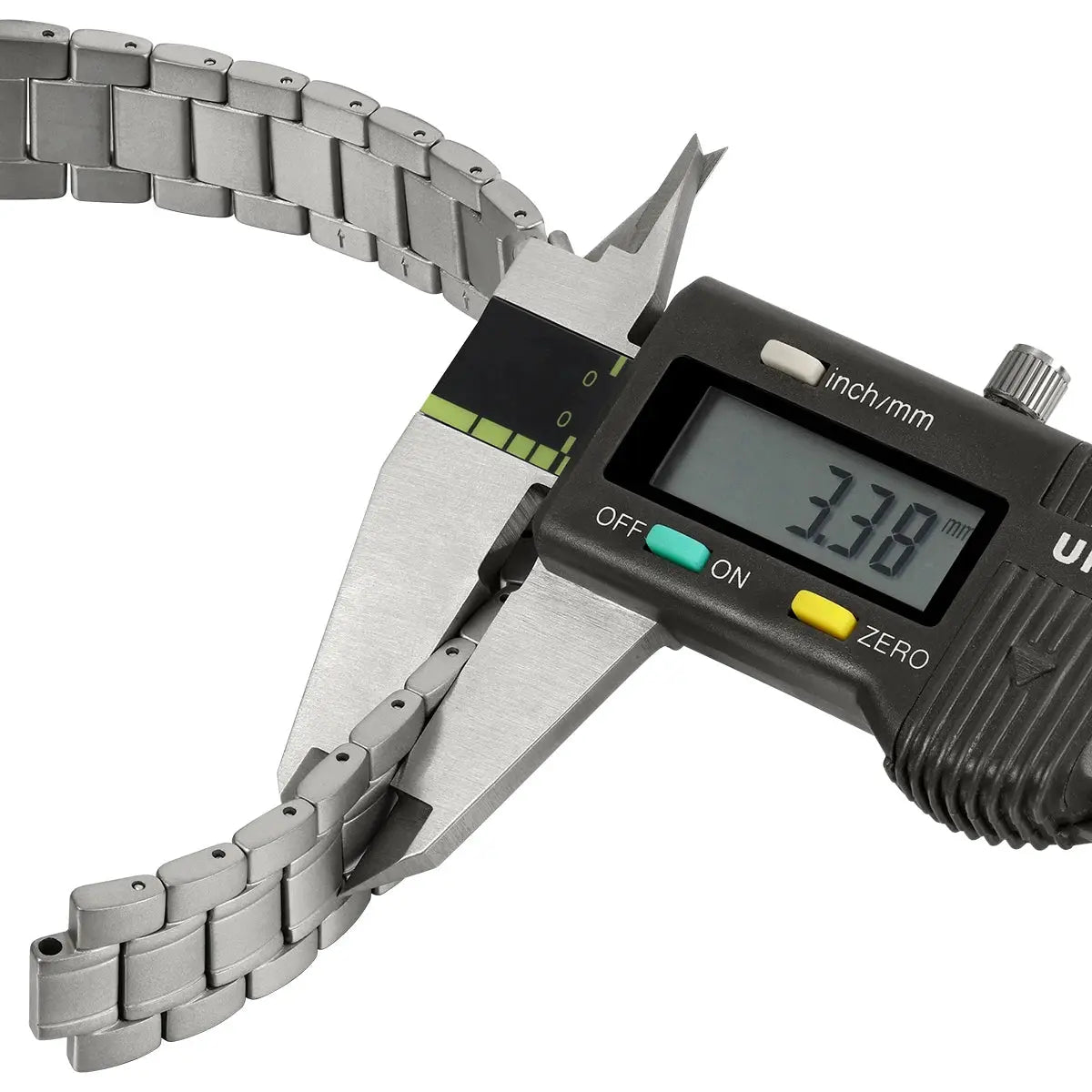 Titanium watch bracelet, 20mm width, silver-toned metal links