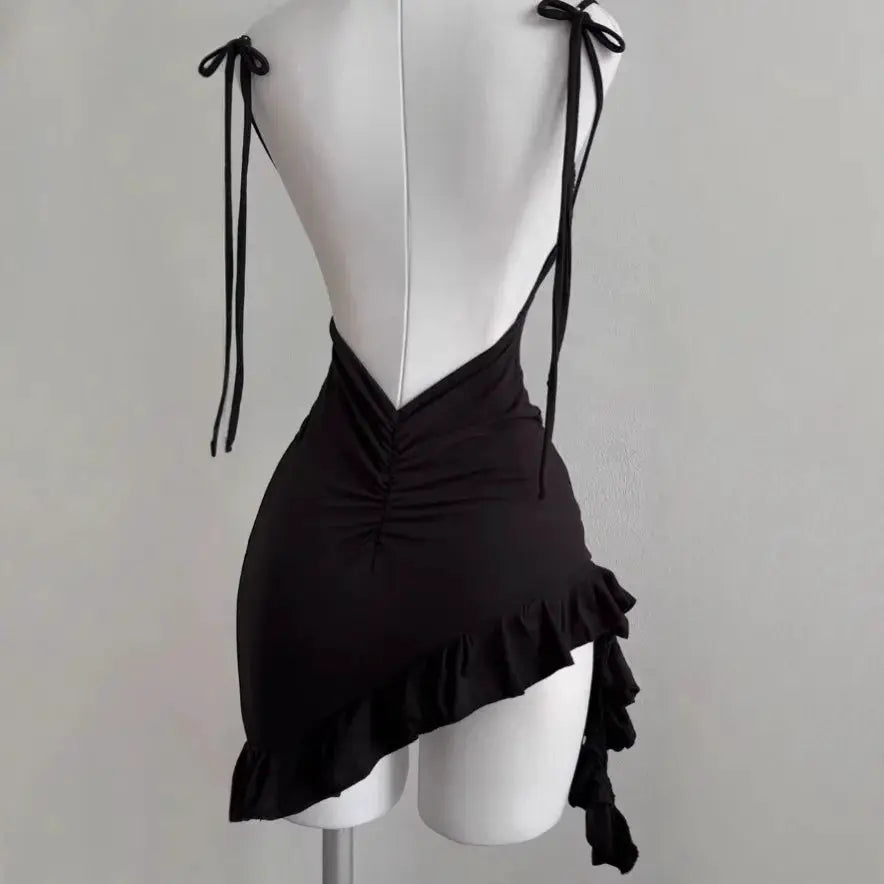 GlamPulse Sleeveless Backless Mini Dress Lace Up Bodycon For Party Club Summer Wear