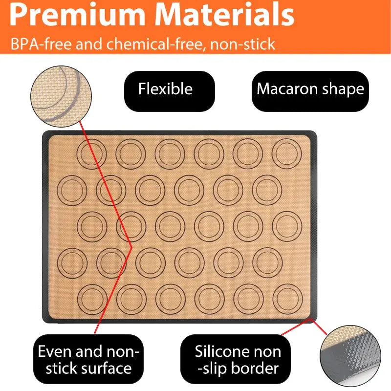 Silicone Baking Mat 0.4mm Thin Reusable Nonstick Heat Resistant Oven Liner For Cookies