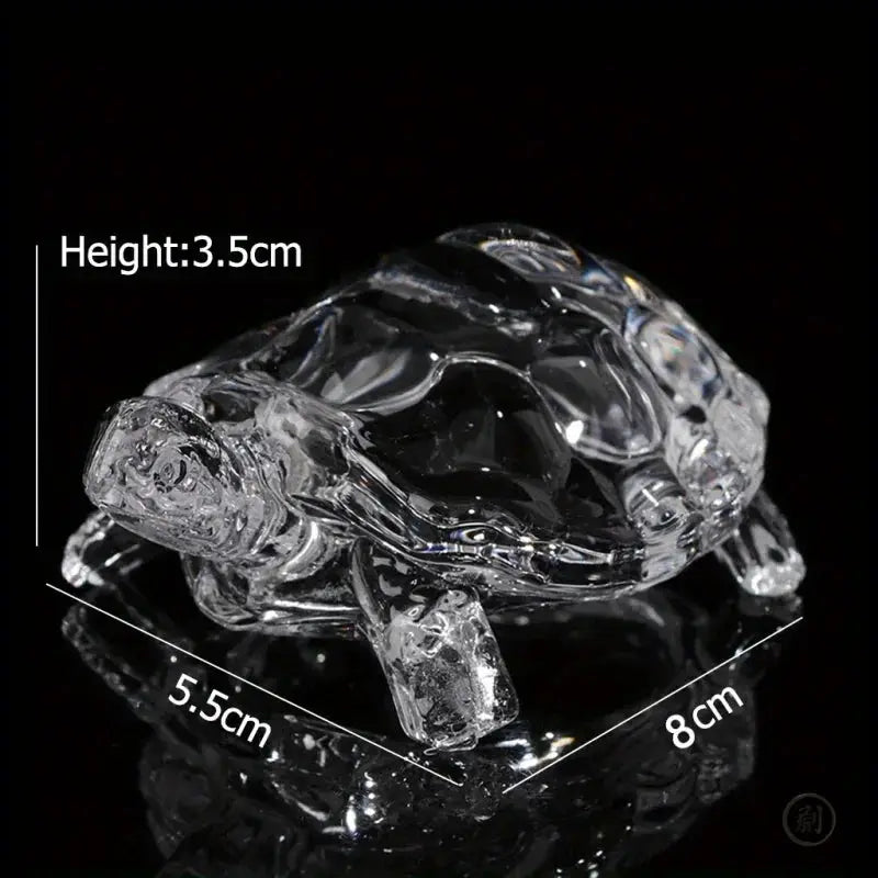 Crystal turtle figurine by Simples Market; glass-like tortoise feng shui ornament for home or desk, 3.5 cm tall.