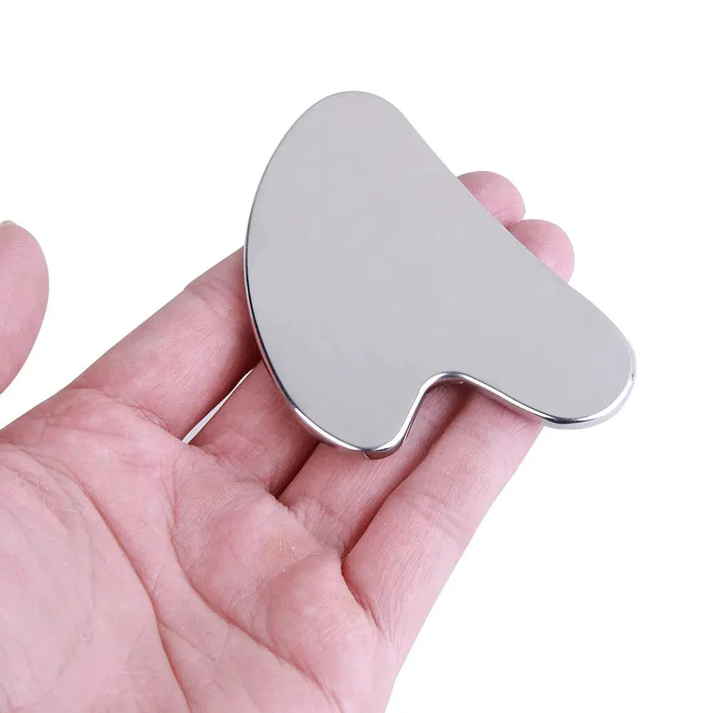 Dermaluxe Stainless Steel Gua Sha Scraper Massager For Face Neck And Body Ergonomic 304 Medical Grade Tool