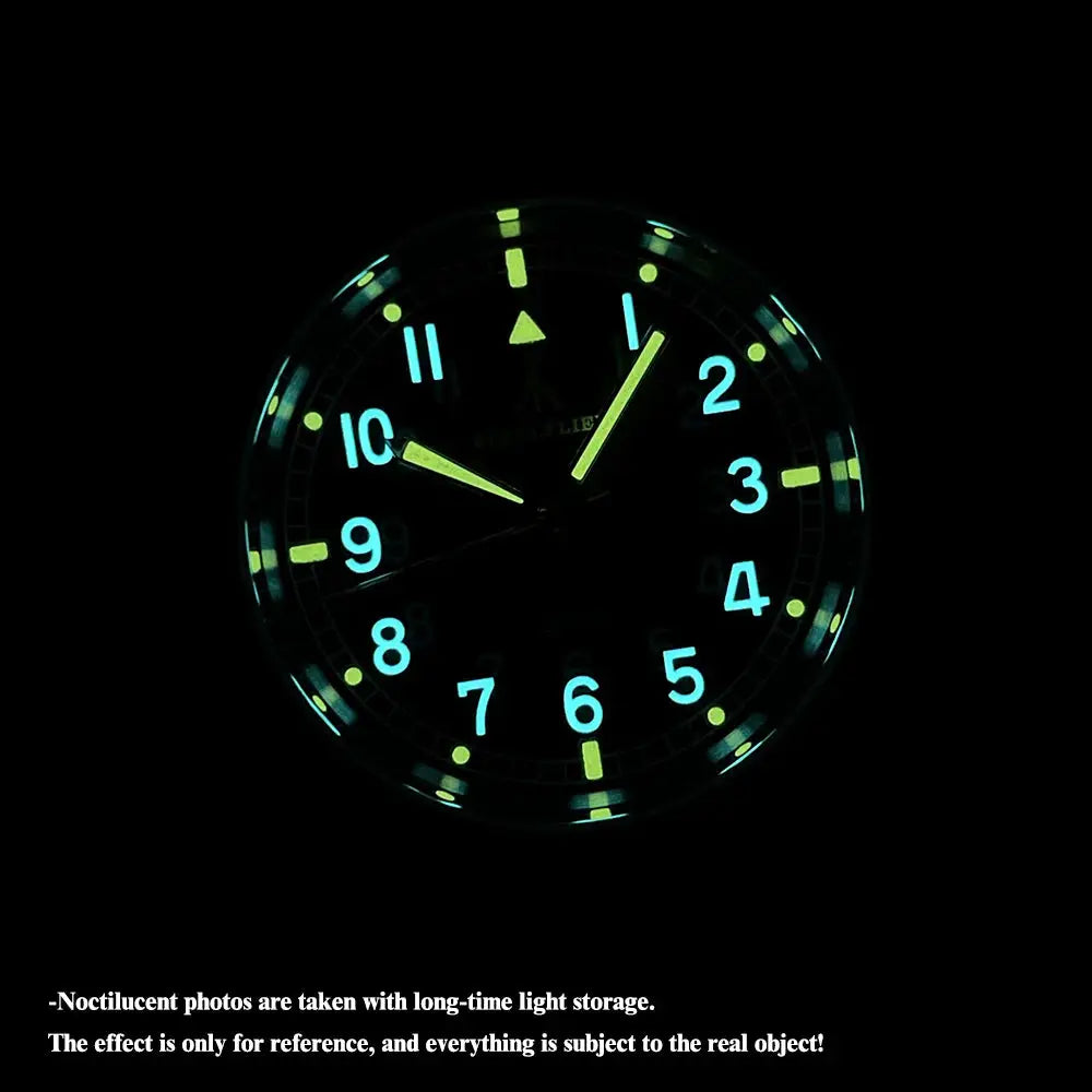 STEELFLIER SF745 watch by Simples Market; unisex 36mm luxury quartz dive watch with luminous blue numerals.