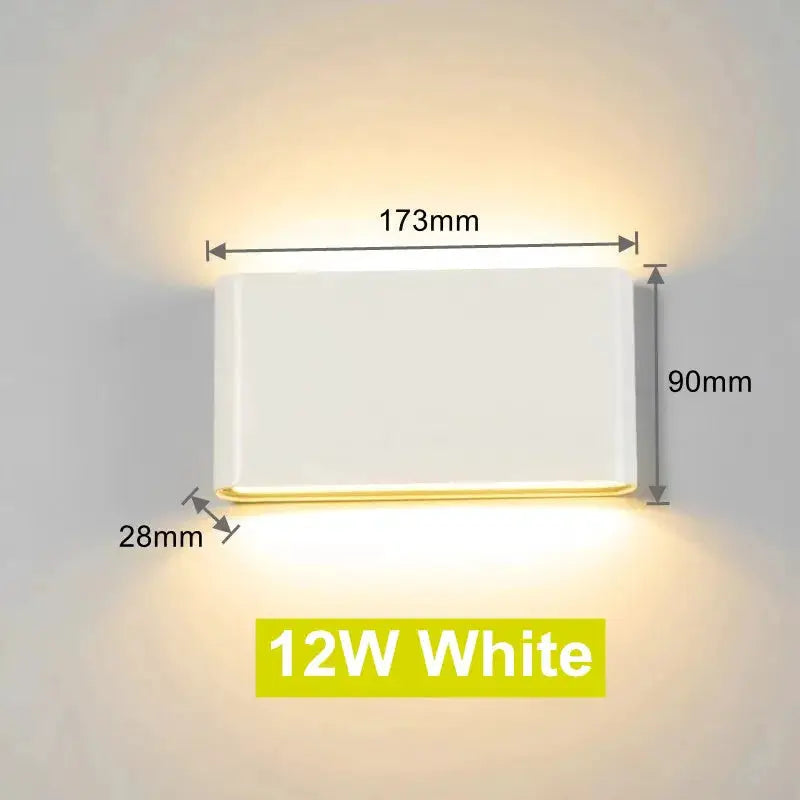 LED outdoor wall light 12W by Simples Market, aluminum, waterproof; 173×90×28mm.