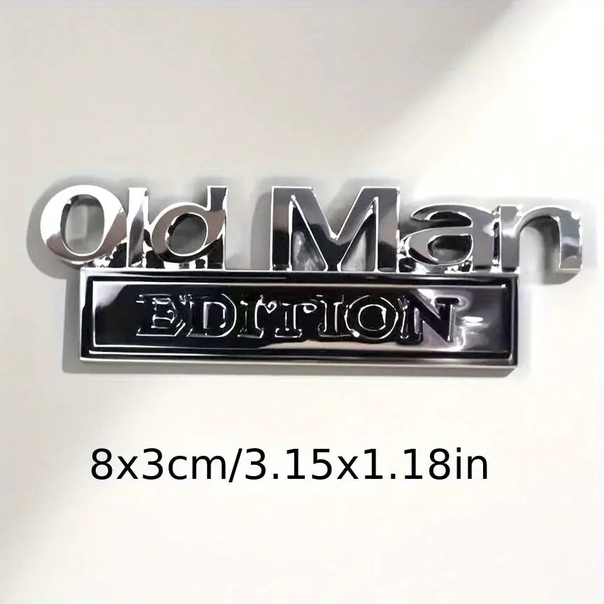 Old Man Edition 3D chrome emblem badge with Edition plaque, universal car/SUV decal by Simples Market