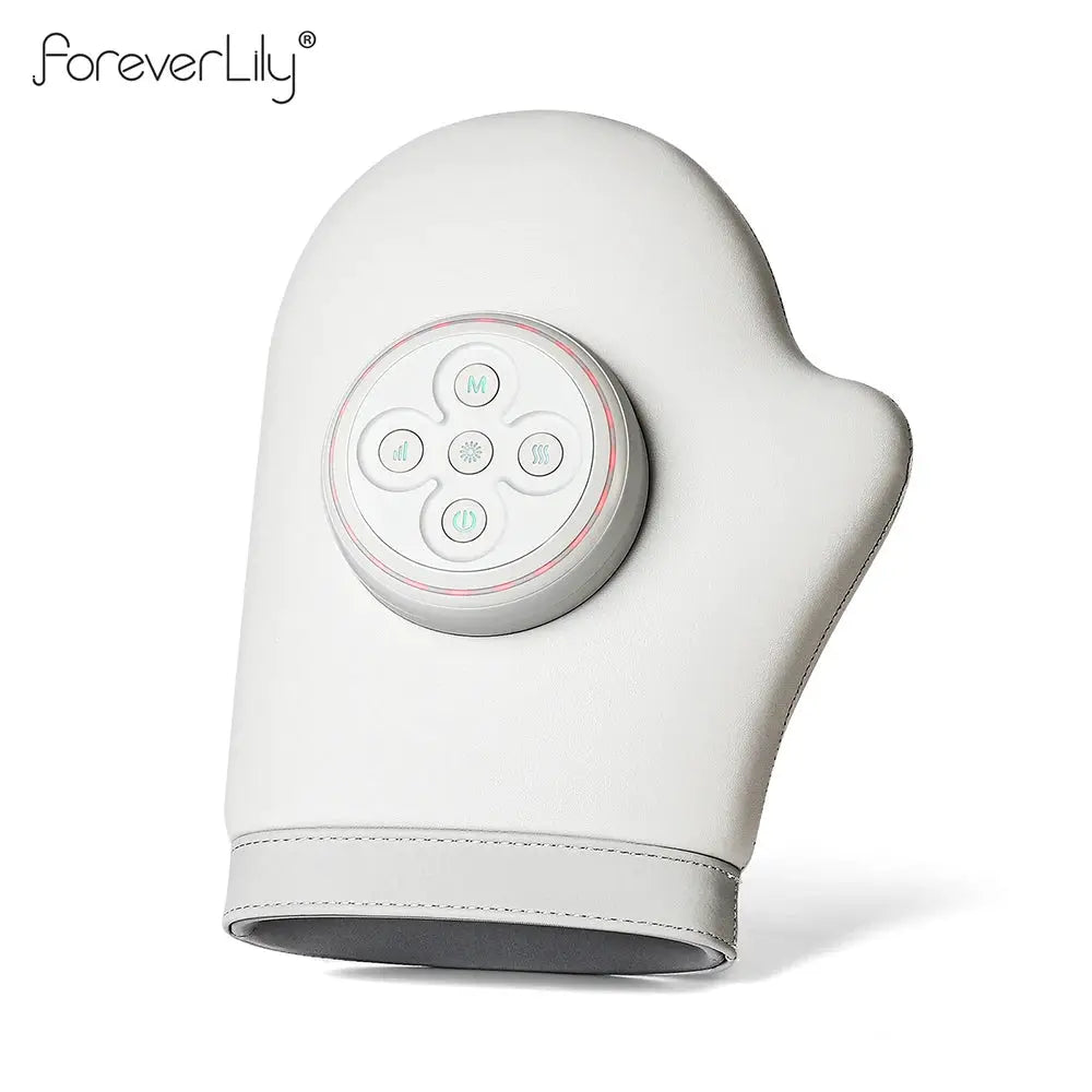 ForeverLily electric hand massager glove with air pressure kneading, white palm massager.