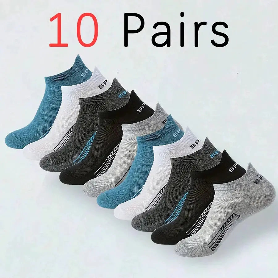Men Ankle Socks Set 5 To 30 Pairs Breathable Odor Proof Sweat Absorbing Letter Sports Style Invisible Running Socks